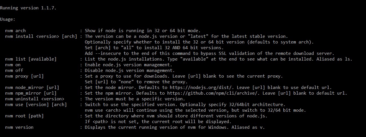 Nvm commands